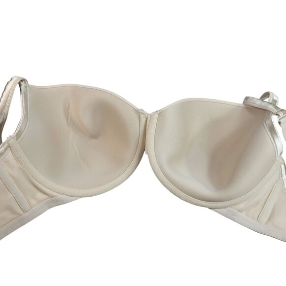 Cacique Plunge T Shirt Bra Tan 46D Seamless Adj Strap Satin Straps Lightly Lined - Picture 6 of 9